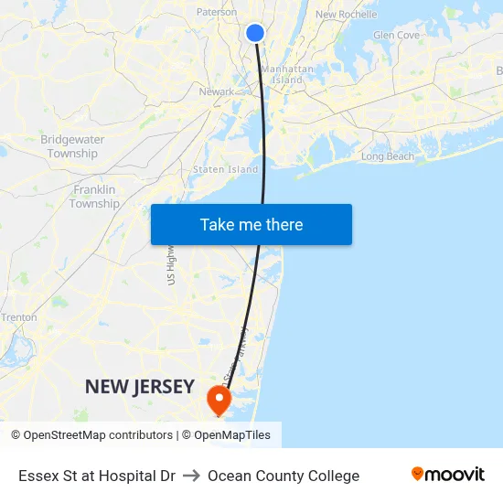 Essex St at Hospital Dr to Ocean County College map