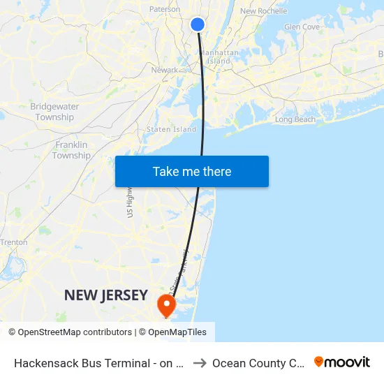 Hackensack Bus Terminal - on Moore St to Ocean County College map