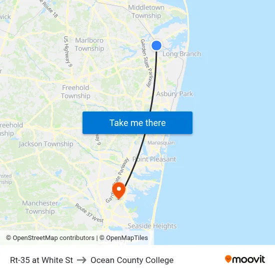 Rt-35 at White St to Ocean County College map