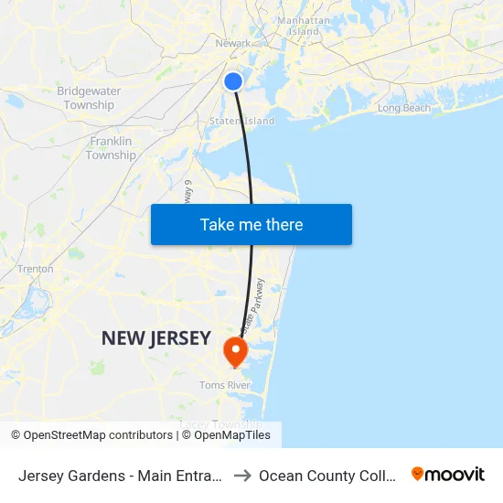 Jersey Gardens - Main Entrance to Ocean County College map