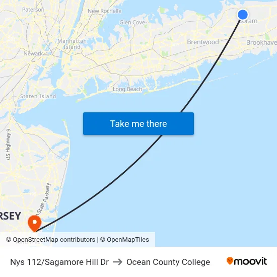 Nys 112/Sagamore Hill Dr to Ocean County College map