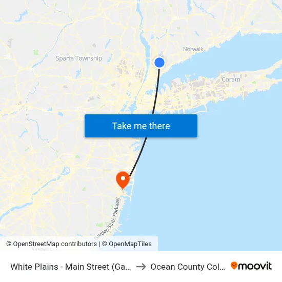 White Plains - Main Street (Galleria) to Ocean County College map