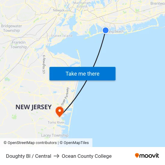 Doughty Bl / Central to Ocean County College map