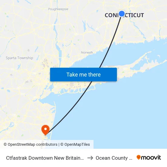 Ctfastrak Downtown New Britain Stn @ Bay B to Ocean County College map