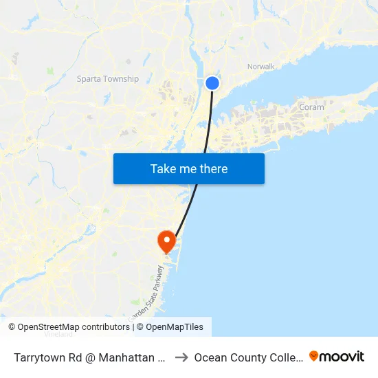 Tarrytown Rd @ Manhattan Ave to Ocean County College map