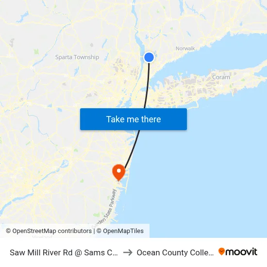 Saw Mill River Rd @ Sams Club to Ocean County College map