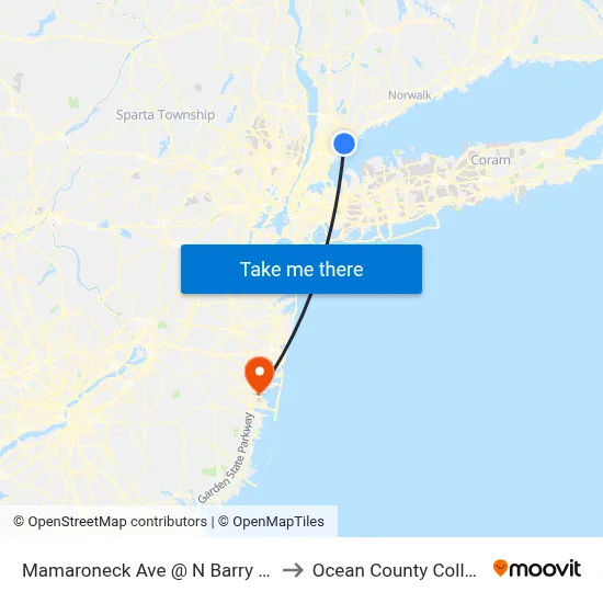 Mamaroneck Ave @ N Barry Ave to Ocean County College map