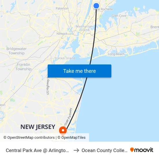 Central Park Ave @ Arlington St to Ocean County College map