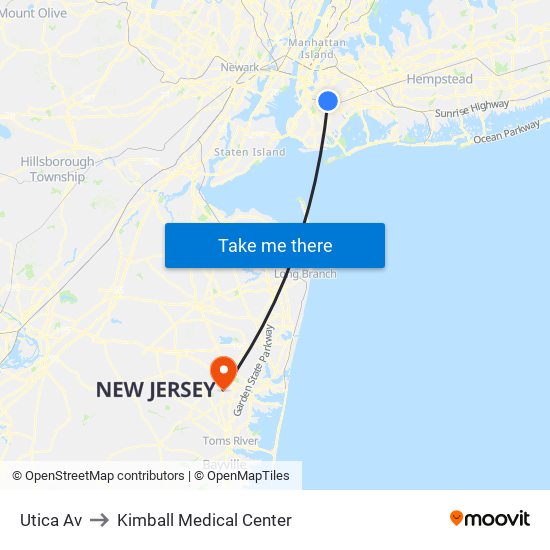 Utica Av to Kimball Medical Center map