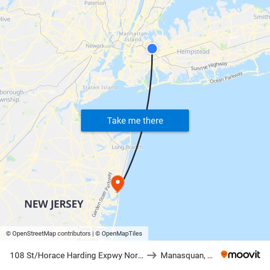 108 St/Horace Harding Expwy North to Manasquan, NJ map