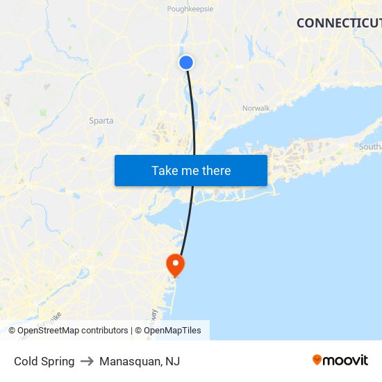 Cold Spring to Manasquan, NJ map