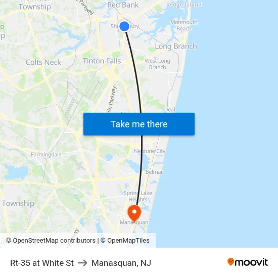 Rt-35 at White St to Manasquan, NJ map