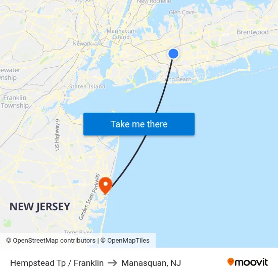 Hempstead Tp / Franklin to Manasquan, NJ map