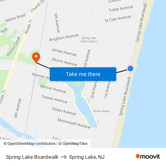 Spring Lake Boardwalk to Spring Lake, NJ map