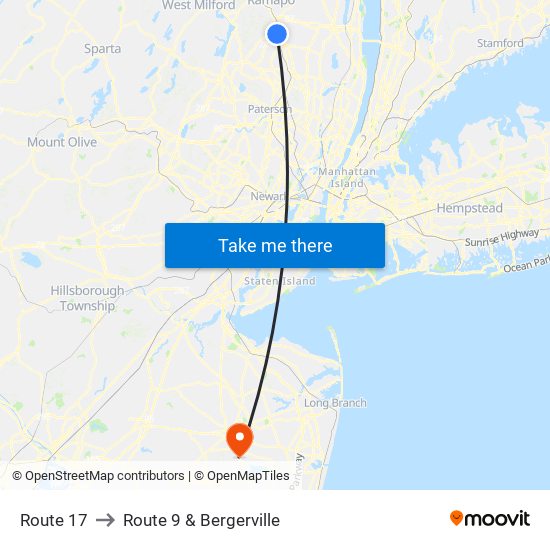 Route 17 Nj Map Route 17, Mahwah, Nj To Route 9 & Bergerville, Howell, Nj With Public  Transportation