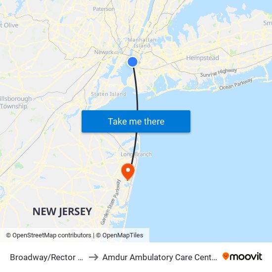 Broadway/Rector St to Amdur Ambulatory Care Center map