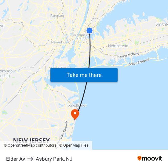 Elder Av to Asbury Park, NJ map