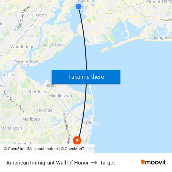 American Immigrant Wall Of Honor to Target map