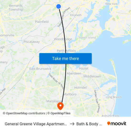 General Greene Village Apartment Homes to Bath & Body Works map