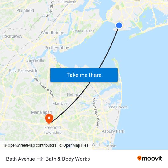 Bath Avenue to Bath & Body Works map