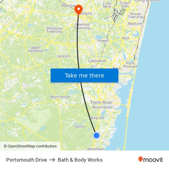 Portsmouth Drive to Bath & Body Works map