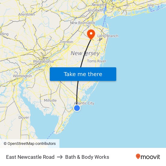 East Newcastle Road to Bath & Body Works map