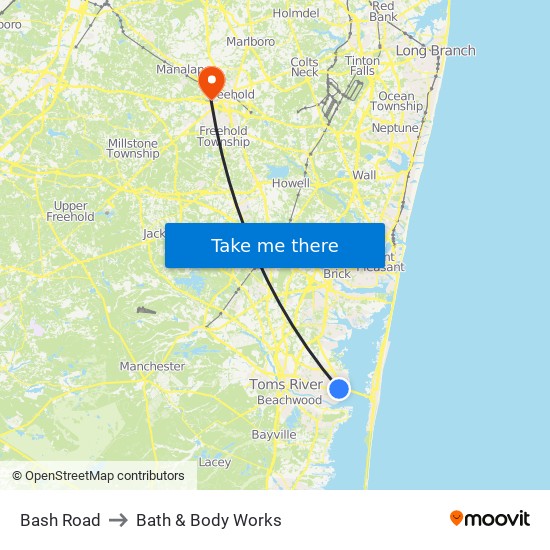 Bash Road to Bath & Body Works map