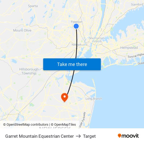 Garret Mountain Equestrian Center to Target map