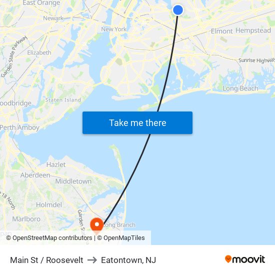 Main St / Roosevelt to Eatontown, NJ map