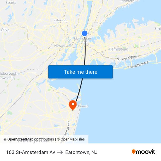 163 St-Amsterdam Av to Eatontown, NJ map