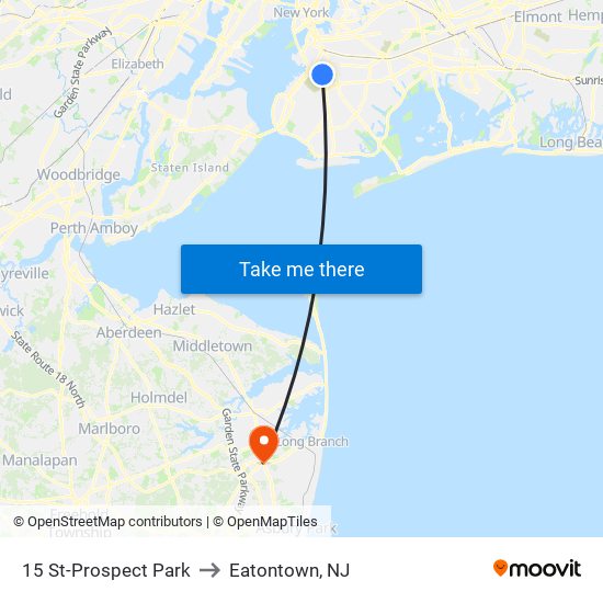 15 St-Prospect Park to Eatontown, NJ map