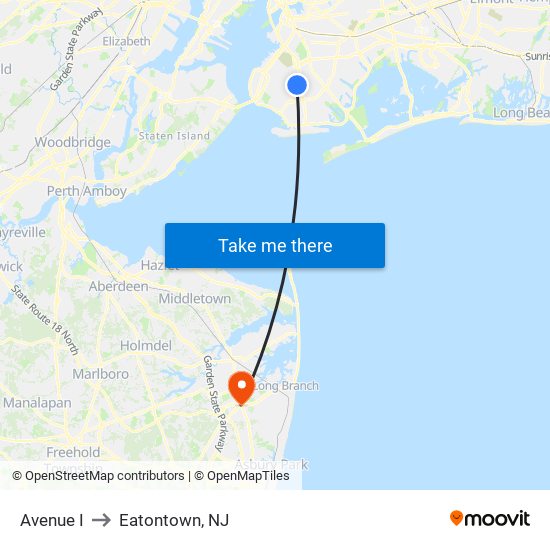 Avenue I to Eatontown, NJ map