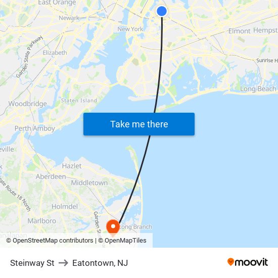 Steinway St to Eatontown, NJ map
