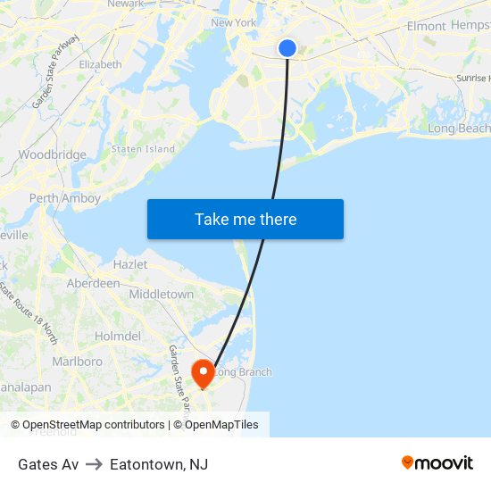 Gates Av to Eatontown, NJ map