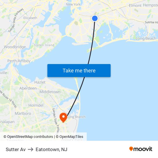 Sutter Av to Eatontown, NJ map