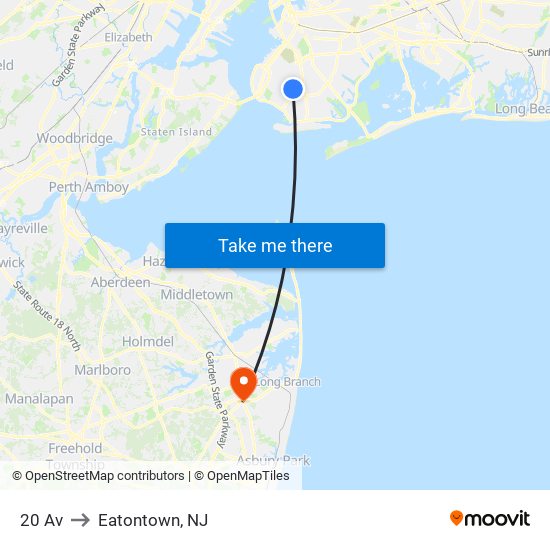 20 Av to Eatontown, NJ map