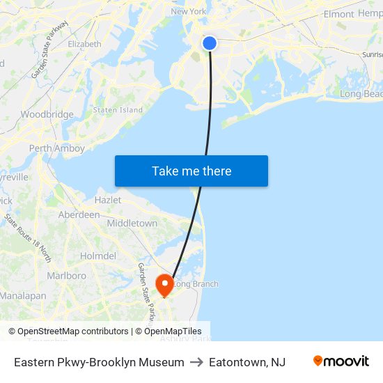 Eastern Pkwy-Brooklyn Museum to Eatontown, NJ map