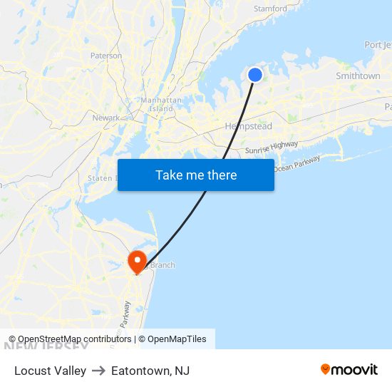 Locust Valley to Eatontown, NJ map