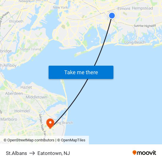 St.Albans to Eatontown, NJ map