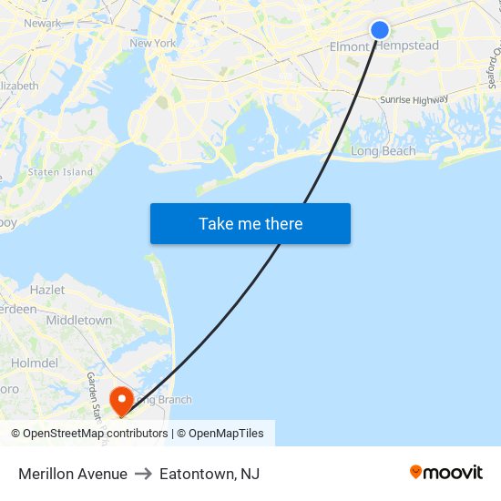 Merillon Avenue to Eatontown, NJ map