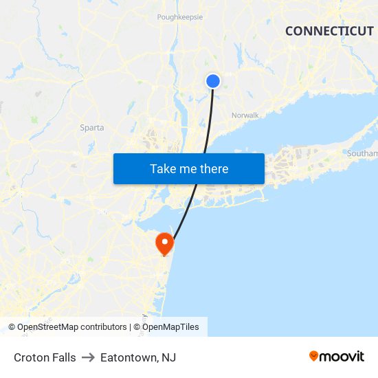 Croton Falls to Eatontown, NJ map