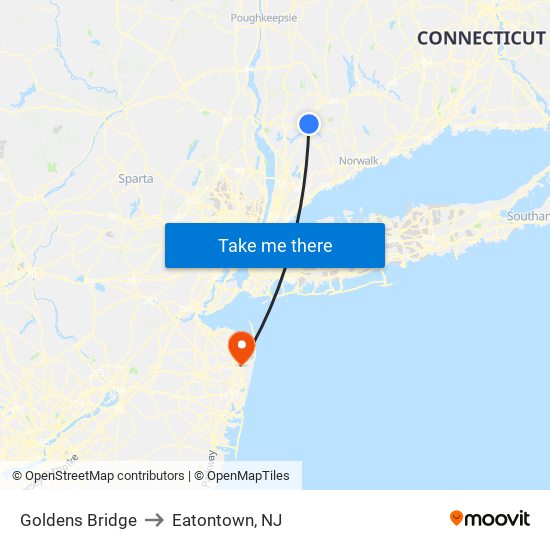 Goldens Bridge to Eatontown, NJ map