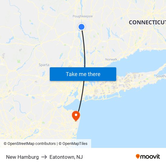 New Hamburg to Eatontown, NJ map