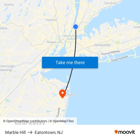 Marble Hill to Eatontown, NJ map