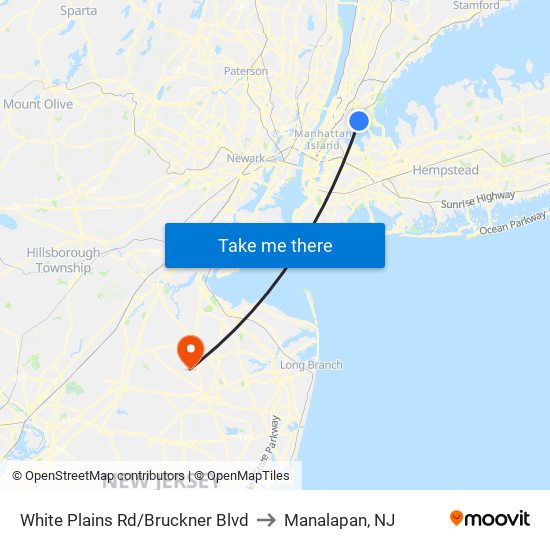 White Plains Rd/Bruckner Blvd to Manalapan, NJ map