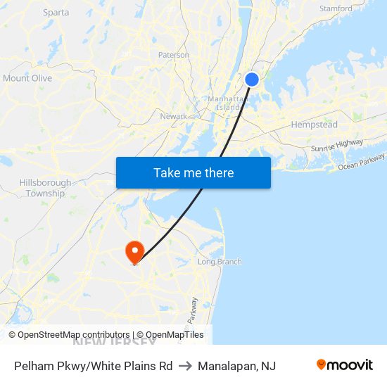 Pelham Pkwy/White Plains Rd to Manalapan, NJ map