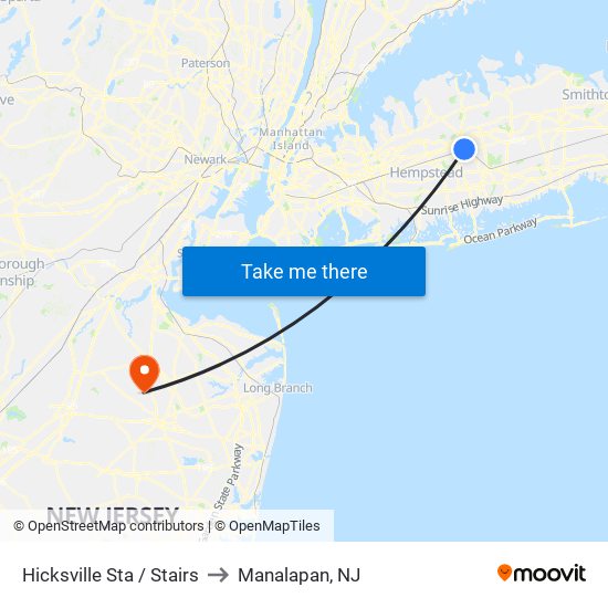 Hicksville Sta / Stairs to Manalapan, NJ map