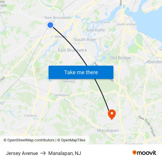 Jersey Avenue to Manalapan, NJ map