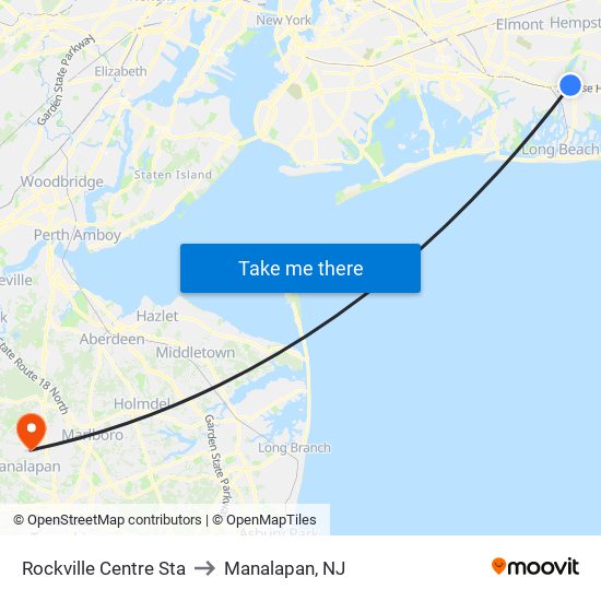 Rockville Centre Sta to Manalapan, NJ map