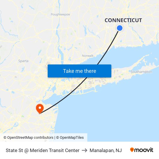 State St @ Meriden Transit Center to Manalapan, NJ map